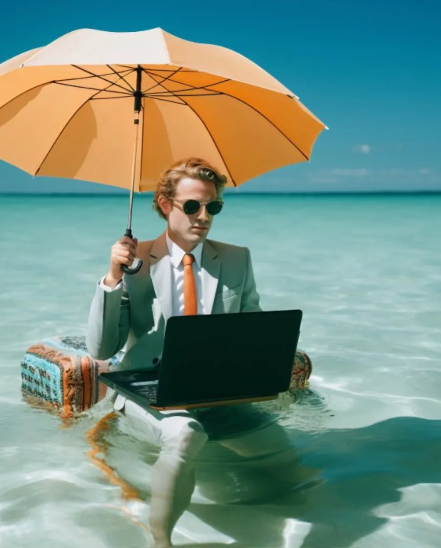 Corporate travel consultant assisting business clients